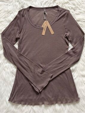SKIMS Sheer Cotton Long Sleeve Wide Crew Top S LS-LST-9928